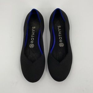 Rothys rounded toe ballet flats black shoe washable knit stretch 7.5
